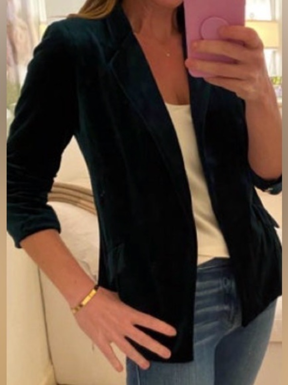 Velvet blazer-green